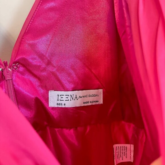 MAC DUGGAL Pleated Ruffle Cap Sleeve Chiffon Gown in Fuchsia Size US 8 - Picture 6 of 14